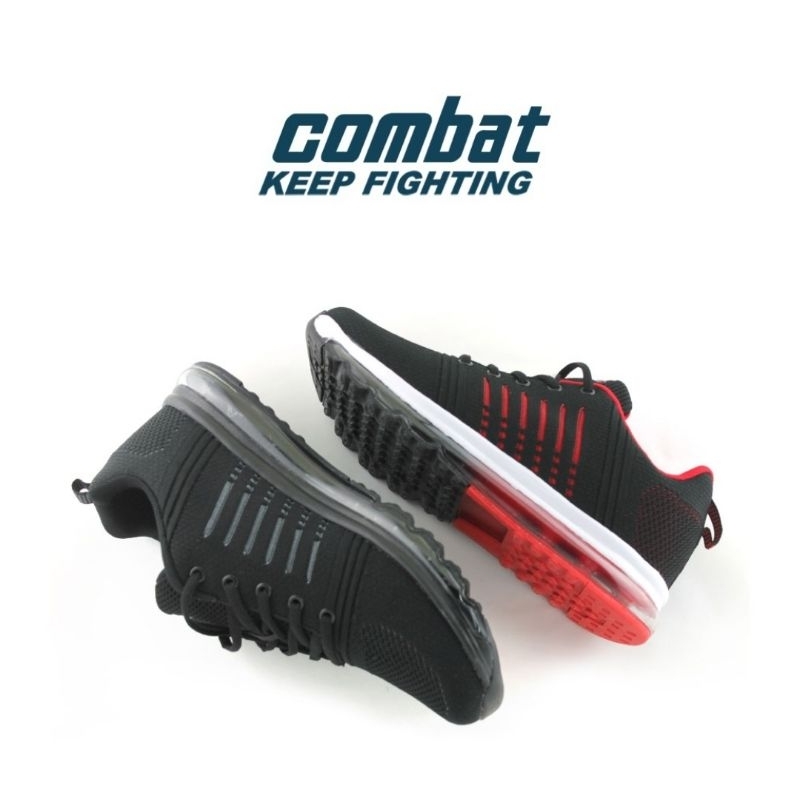 COMBAT 艾樂跑男鞋 透氣止滑 全氣墊慢跑鞋 黑紅色 黑灰色 22560