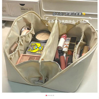 【 T-SKE旗艦店 】化妝包大容量2025新款超火分割槽ins高階感純色便攜女旅行用洗漱收納袋護膚品收納袋子大容量