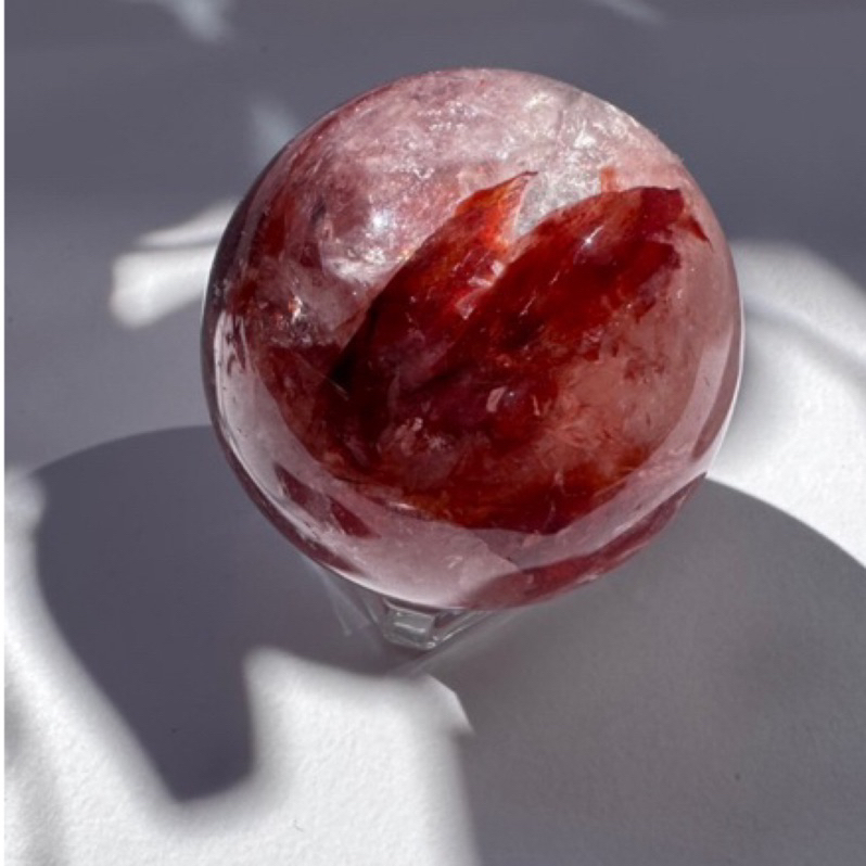 極光· 晶礦X晶飾品設計—透光料·紅膠花水晶球4公分