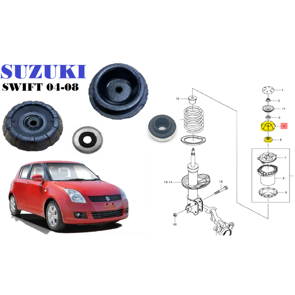 SUZUKI SWIFT 04-/RENO 5-08前避震器上座(左右一對)含軸承