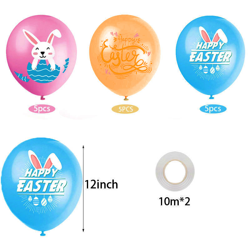 派對城 現貨【12吋乳膠氣球15入-復活節快樂】 歐美派對 乳膠氣球 復活節 復活節派對 派對佈置 拍攝道具