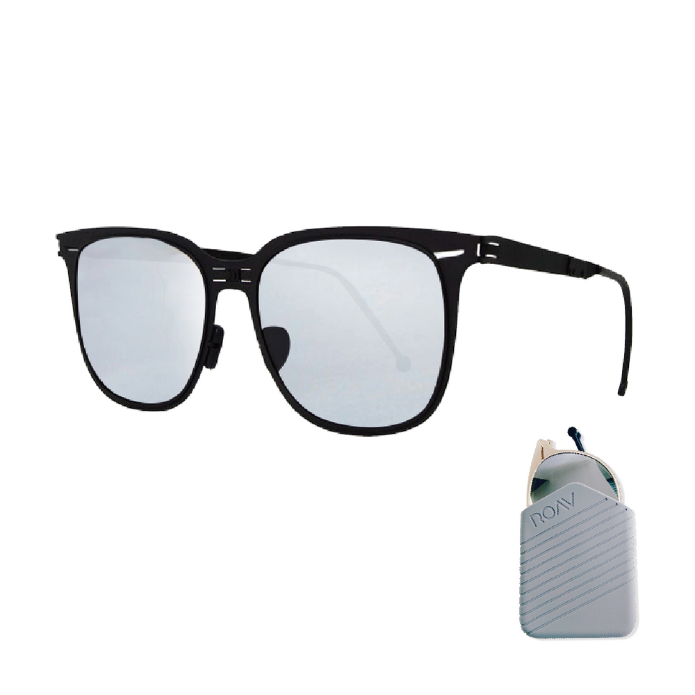 【ROAV】折疊太陽眼鏡 Palm 8206 -13.61 鏡面霧黑色鏡片白水銀