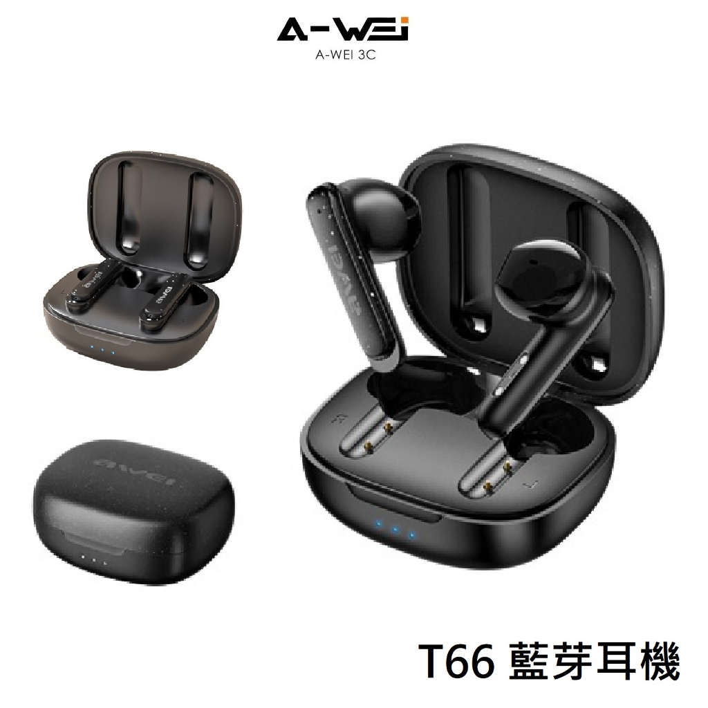 AWEI T66 ENC 降躁耳機 藍芽耳機 智能觸控 防水防汗 藍牙耳機 耳機 用維 台灣出貨 現貨 A-WEI優選