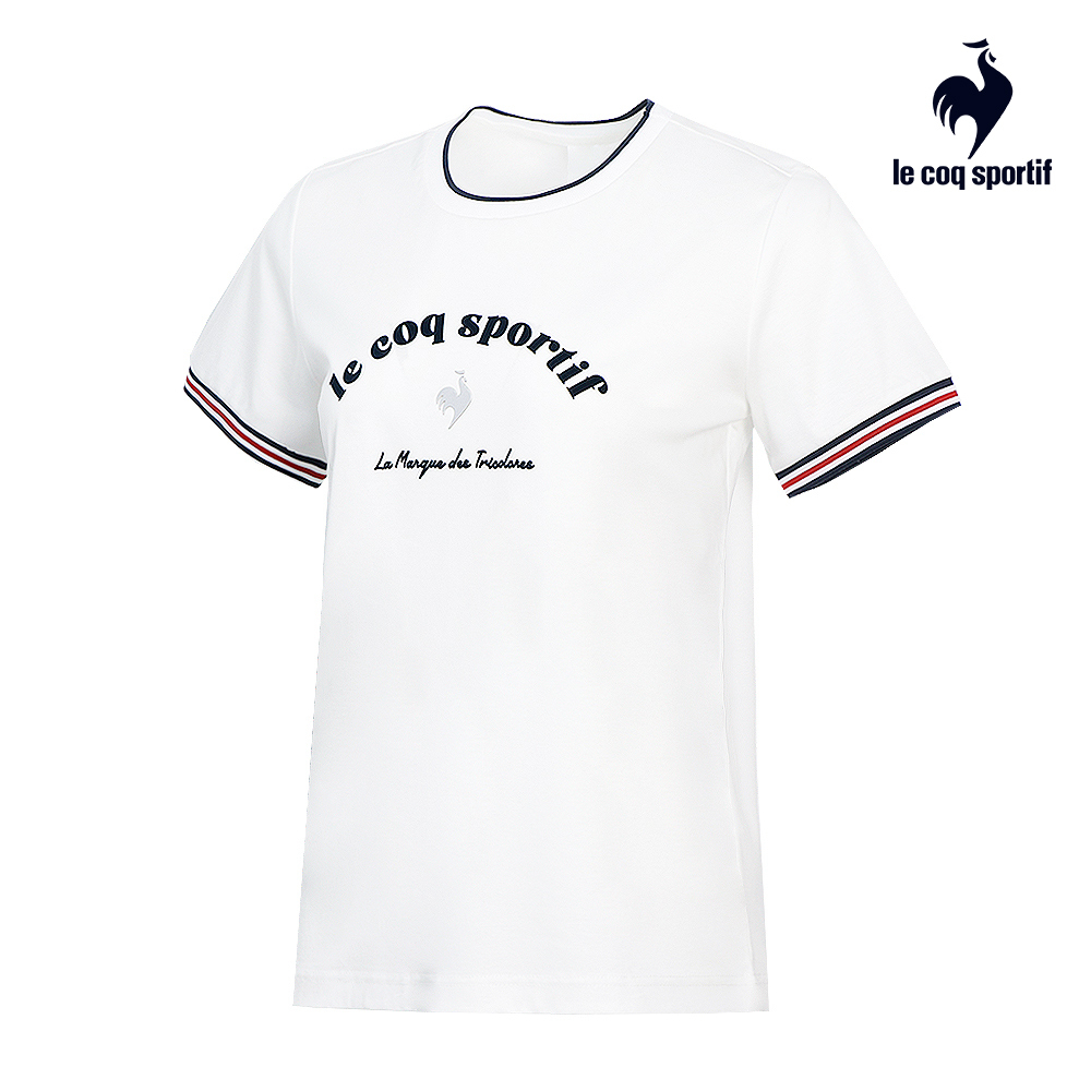 【LE COQ SPORTIF 法國公雞】休閒經典短袖T恤-男女款-白色-LWR23307