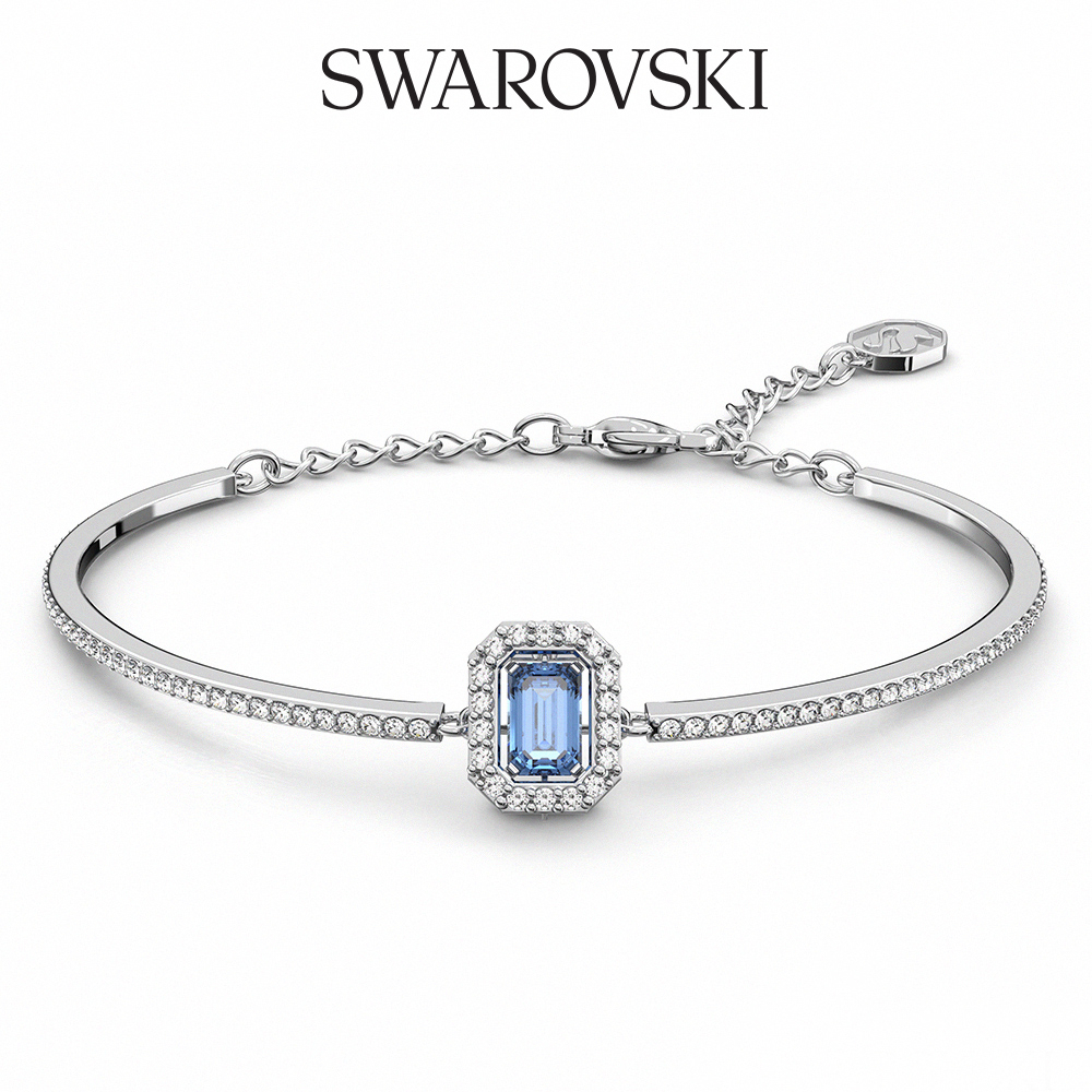 SWAROVSKI 施華洛世奇 Millenia 手鐲八角形切割 Swarovski 鋯石, 藍色, 鍍白金色
