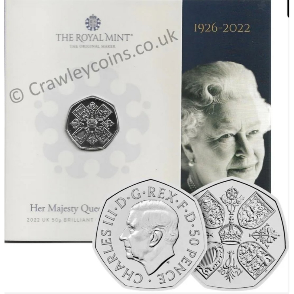 外幣/50便士紀念幣/2022年/英國/伊莉莎白女王/紀念幣/保真/全新/UNC/英國女王