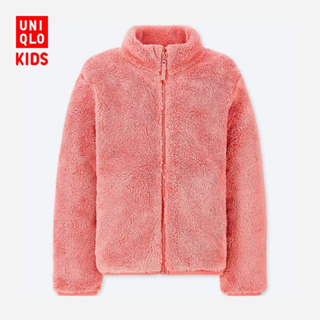 Uniqlo 優衣庫 專櫃品牌 桃紅色長絨搖粒絨保暖外套110