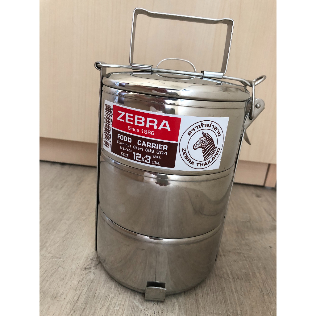 ZEBRA 斑馬牌 304不鏽鋼多層飯盒 12CM*3層 / 0.6L*3( 多層餐盒 便當盒 提鍋) 全新