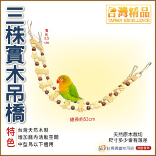 三株實木吊橋│臺灣精品-飼育極限│寵物鳥、鸚鵡用│吊橋│日用品│佳昱興寵物百貨