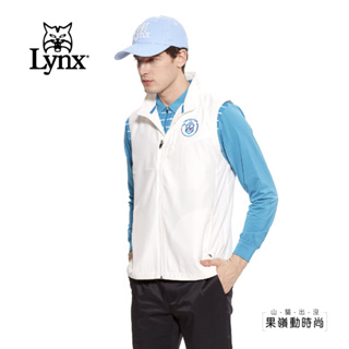 【Lynx Golf】小山貓高爾夫 男款 無袖背心(牙白色)，短袖POLO衫(橘色)， L號，吸溼排汗 速乾