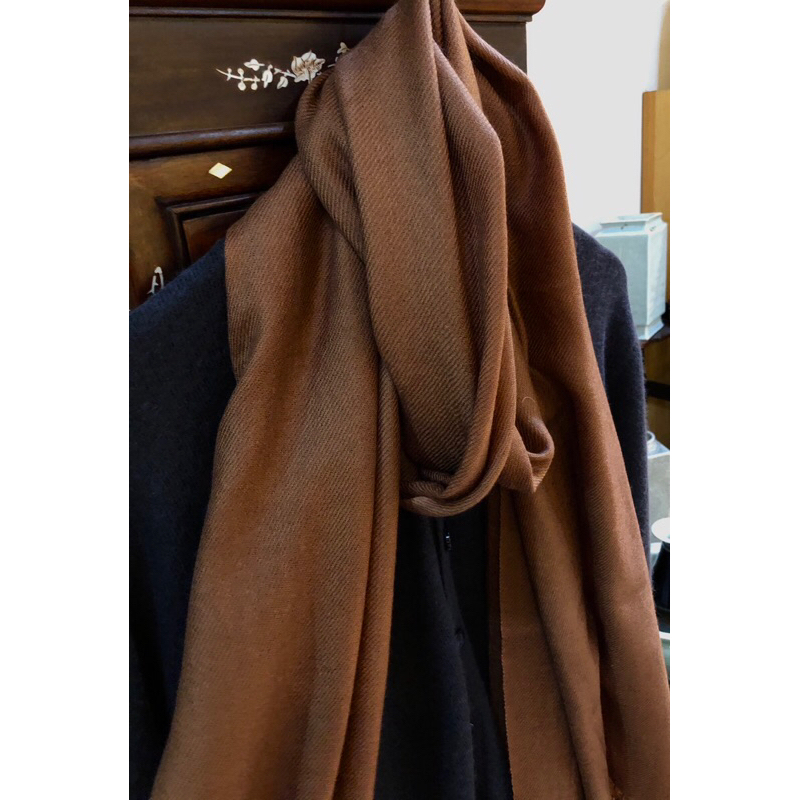 4Ply Pashmina 100%喀什米爾大圍巾/披肩(流蘇.斜織款) #PPT咖啡色系#9（小瑕玼便宜賣！）
