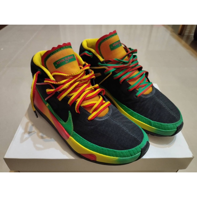 彩色NIKE KD 13 EP, 籃球鞋, 黑紅黃綠, 緩震舒適, US9.5號, 二手