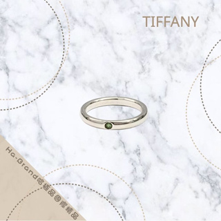 【哈極品】美品《Tiffany&Co.》Tiffany 925純銀 綠色單鑽戒指 #11