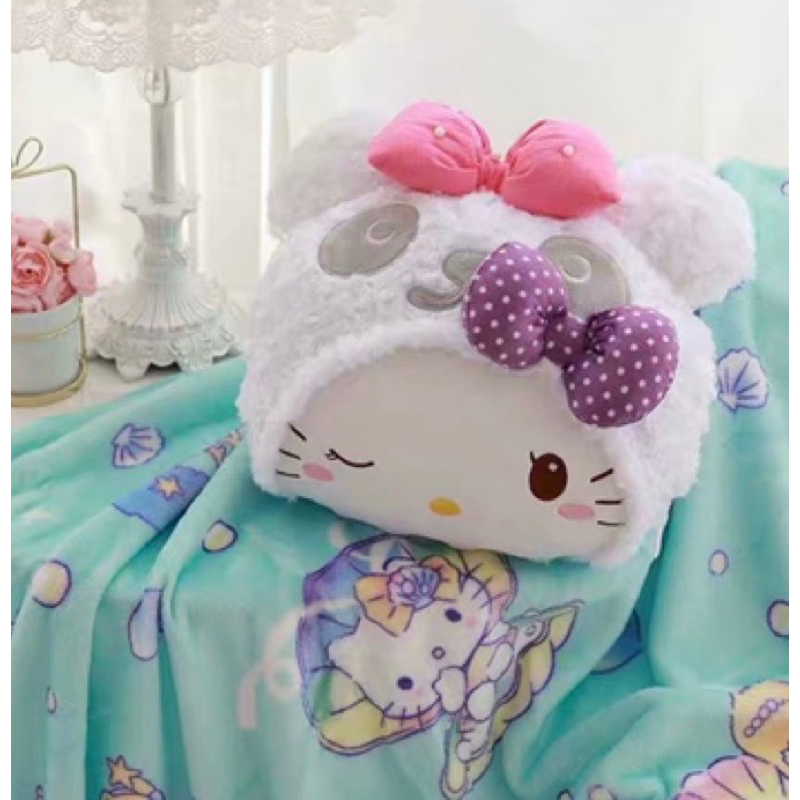 全新  kitty卡通可愛毛絨娃娃抱枕兩用空調毯子