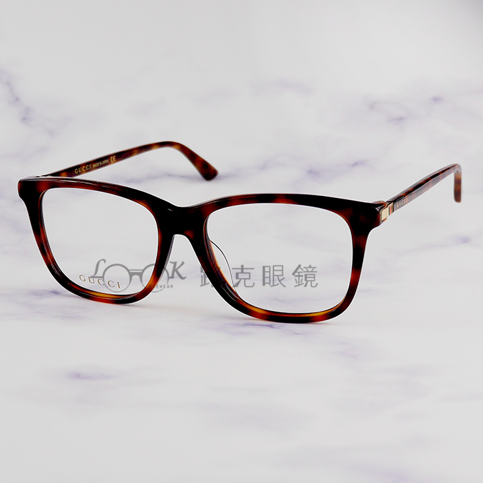 【LOOK路克眼鏡】GUCCI 光學眼鏡 經典綠紅綠 細鏡腳 玳瑁棕 GG0018OA 002