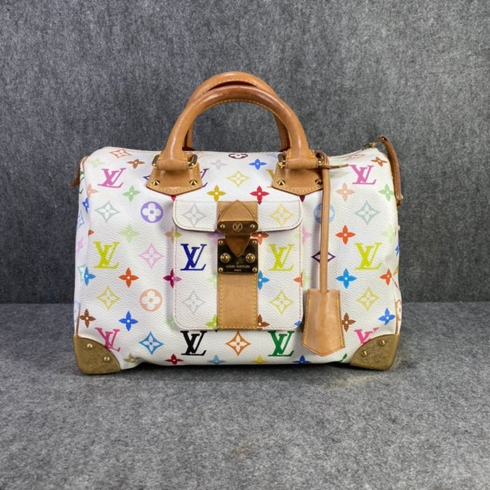 【哈極品】二手品 《Louis Vuitton LV 村上隆 白色33彩 30公分speedy 波士頓 手提包》