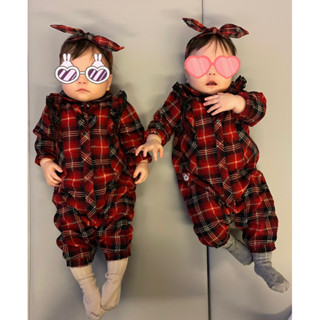 金‧安德森 經典紅格嬰幼兒兔裝+頭帶