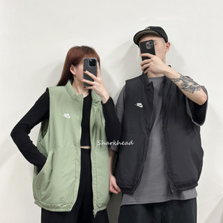 【Sharkhead】現貨 Nike NSW 背心 黑白 立領 鋪棉 軍綠 淺綠 Logo 防潑水 DX0677-010