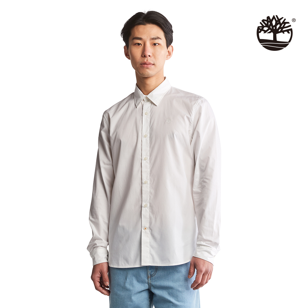 Timberland 男款白色 TENCEL™ X REFIBRA™ 透氣長袖襯衫|A62XH100