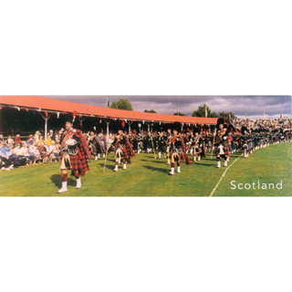 英國進口明信片 蘇格蘭 蘇格蘭裙 格紋 Postcrossing 風笛 樂隊 全景 SCOTLAND 長型 明信片