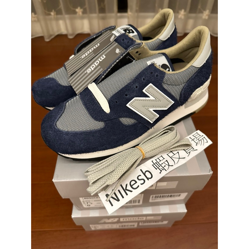 全新現貨 US9.5 NEW BALANCE X Carhartt WIP M990CH1 990V1 海軍藍