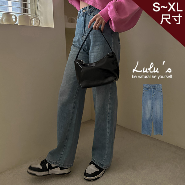 LULUS/高級刷色直筒牛仔寬褲S-XL藍【A04220271】230209