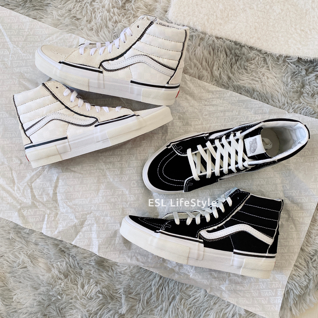 現貨 Vans SK8-Hi Reconstruct 解構 刀割 破壞 棋盤格 米白 黑 黑白 拼接 滑板鞋 男女鞋