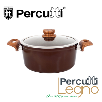 西班牙 Percutti Legno湯鍋(24公分含鍋蓋) 礦物石不沾塗層，無PFOA/無毒/無鉛 雙層不鏽鋼