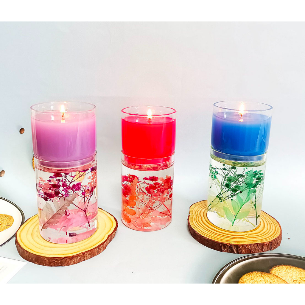 【現貨】乾燥花香氛兩用果凍蠟燭 芳香劑 乾燥花 擴香 紅/紫/藍色