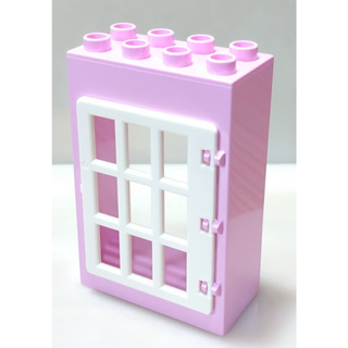 【得寶Duplo】粉紅色框 白色 鐵門 大門 門窗 建材 大顆粒 積木 [樂高玩家★正版LEGO]