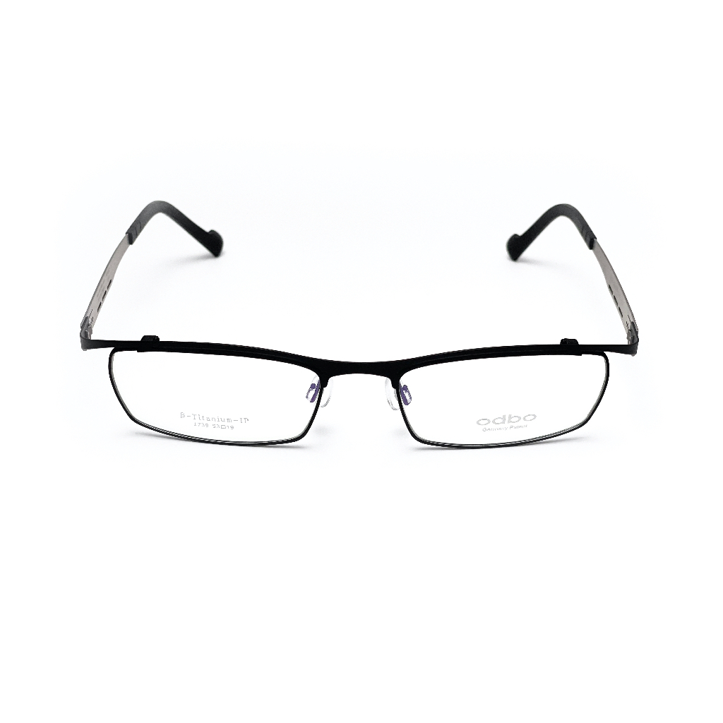 【全新特價】odbo 鈦金屬光學眼鏡鏡框 1739 C13 消光黑銀色 輕量化無螺絲設計