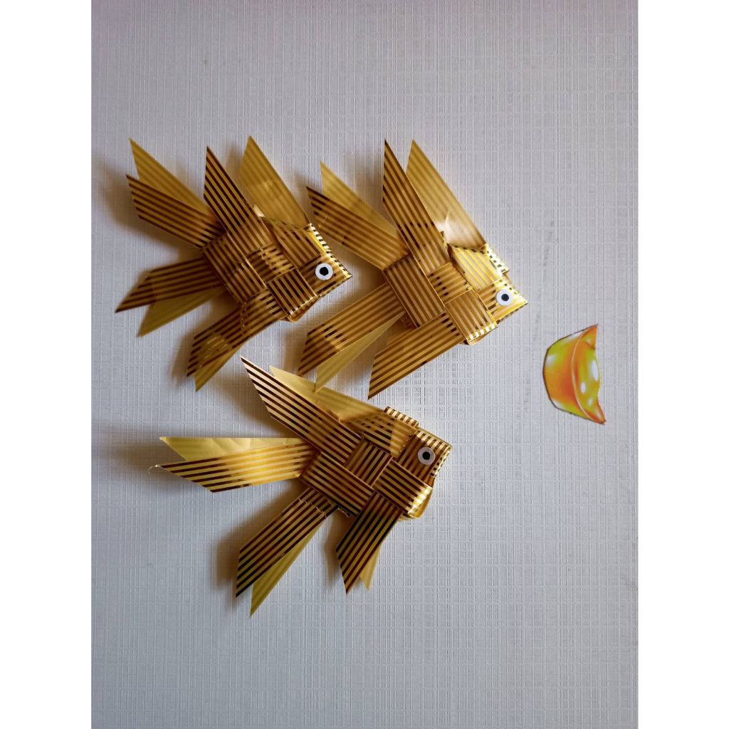 手工DIY魚摺紙 魚摺紙擺件  魚折紙 魚紙製品 魚擺件(3隻)