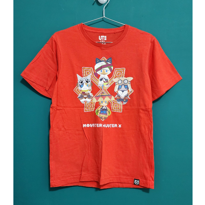 UNIQLO × Monster Hunter 艾路貓 梅拉露 橘紅 修身 短袖 上衣 T恤 T-shirt TEE
