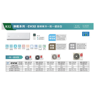 【佲昌企業行冷氣空調家電】萬士益 變頻四級冷專分離壁掛式 5.3KW 6-8坪 MAS-50MV5/CV32空機價