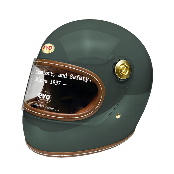 EVO 安全帽 CA891 素色 深墨綠 復古 車縫 經典樂高帽 全罩《淘帽屋》
