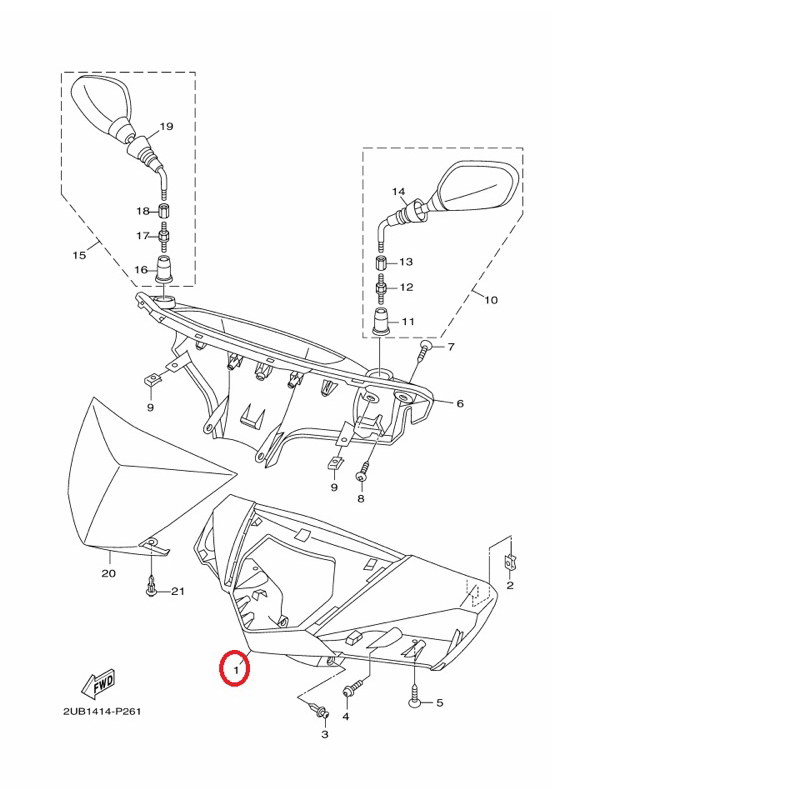 YAMAHA 原廠 新勁戰 四代 深藍灰 把手前蓋 把手蓋1 料號：2UB-F6143-01-P9