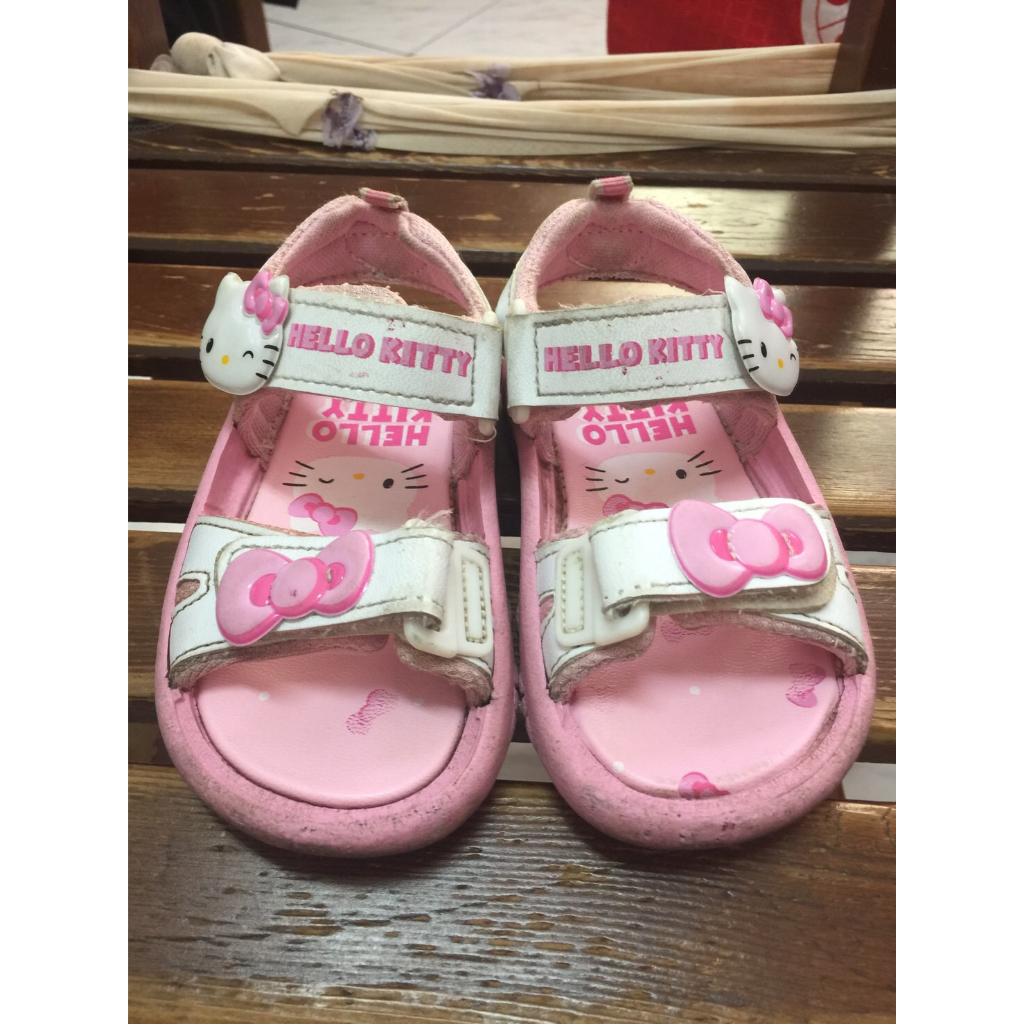Hello Kitty 凱蒂貓 童鞋 女童 涼鞋 輕量 透氣 魔鬼氈 涼鞋 拖鞋 粉紅色 16號