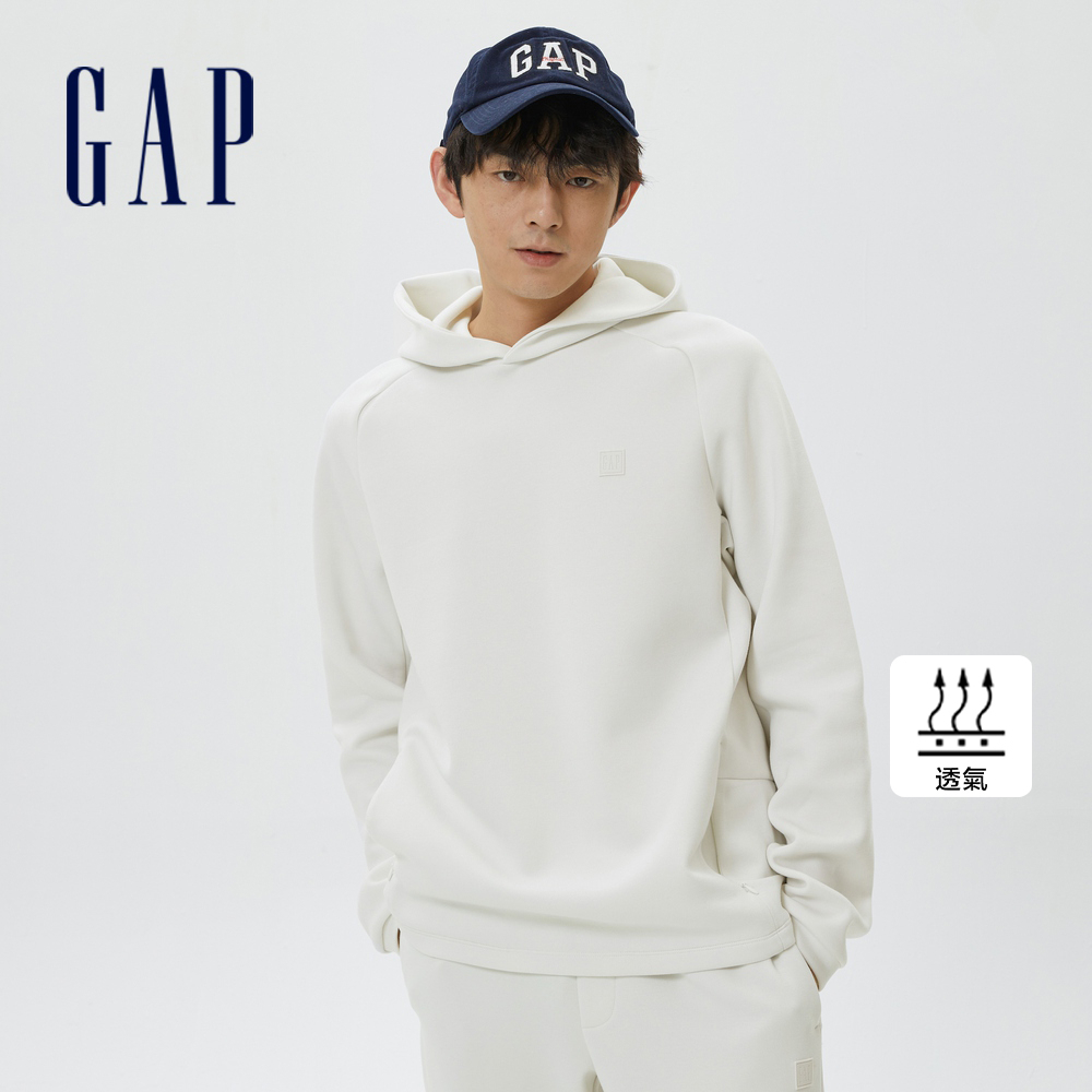 Gap 男裝 Logo帽T 空氣三明治系列-灰白色(607260)