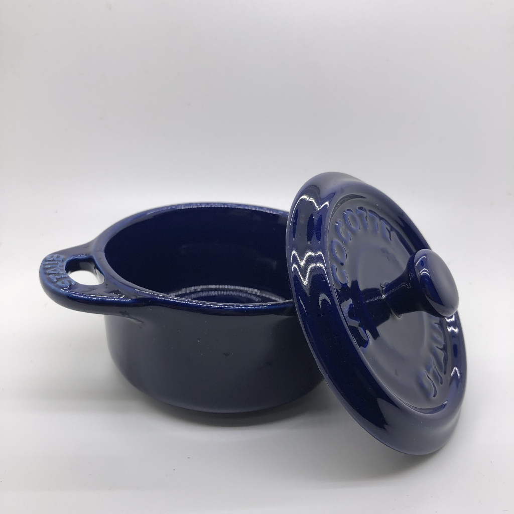 【全新二手】德國 staub 迷你 陶瓷 圓鍋 mini Cocotte 10公分 0.2L 深藍色