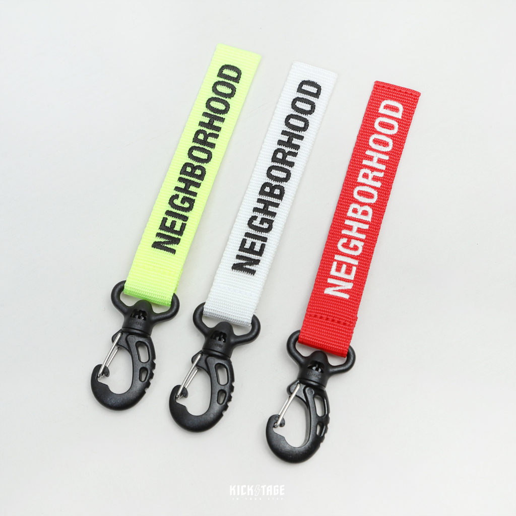 NEIGHBORHOOD F&amp;F / E-KEYHOLDER 白色 紅色 螢光黃 帆布 LOGO 鑰匙圈 鑰匙扣 吊飾