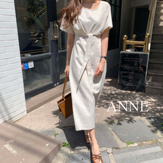 ANNE｜短袖綁帶洋裝 長洋裝 收腰洋裝【AD10230】洋裝 連衣裙 短袖洋裝 短袖連身裙 露背 長裙 腰間綁帶