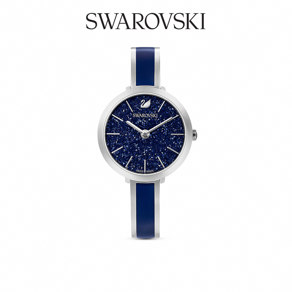 SWAROVSKI 施華洛世奇 CRYSTALLINE DELIGHT 白金色時尚湛藍璀璨腕錶
