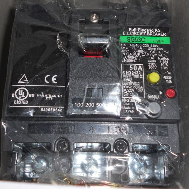 日本FUJI富士 漏電斷路器SG53C 100-415V適用3P 漏電開關 100.200.500mA  10KA