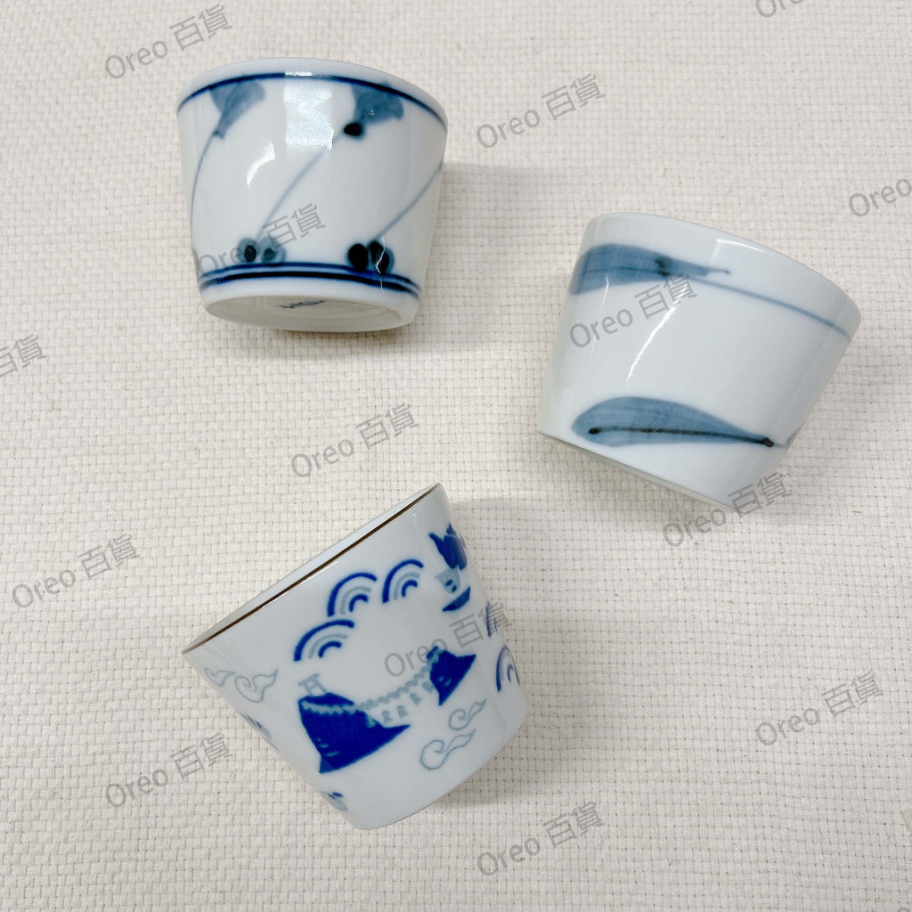 日本製 3.5麵杯 藍葉/海物 小茶杯 茶碗蒸杯 抹茶杯
