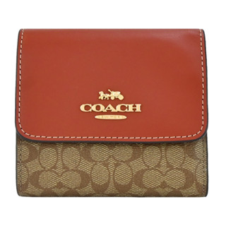 COACH 立體馬車LOGO 皮革拼接PVC三折短夾(兩色)｜100%原廠真品｜JS Maxx官方旗艦館