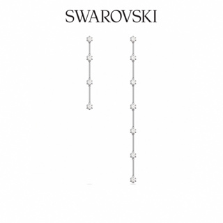 SWAROVSKI 施華洛世奇 Constella 水滴形耳環不對稱設計, 白色, 鍍白金色