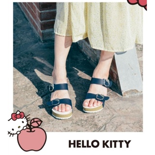 HELLO KITTY 台灣製造 艾樂跑女鞋 止滑輕量 厚底增高拖鞋 深藍色/白色 922002