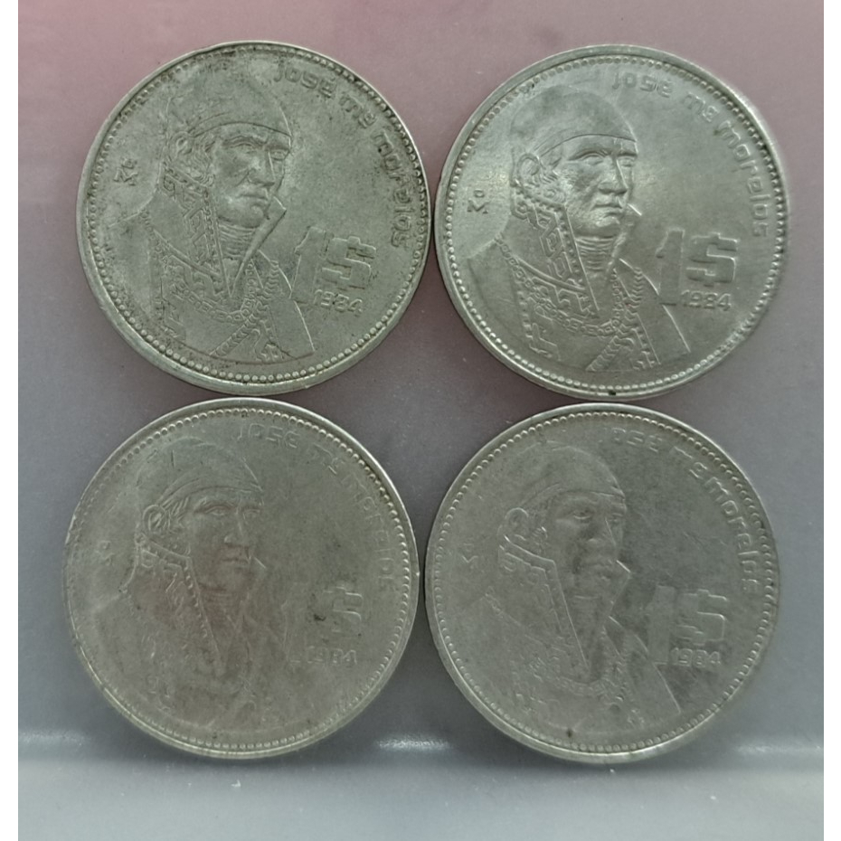 幣858 墨西哥1984年1披索硬幣 共4枚