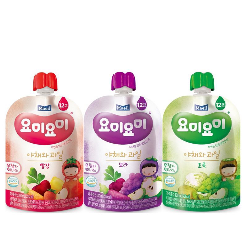 韓國直送 Maeil YOMIYOMI 寶寶蔬菜果汁 果汁 蔬菜汁 綜合 100ml 12入 12個月以上