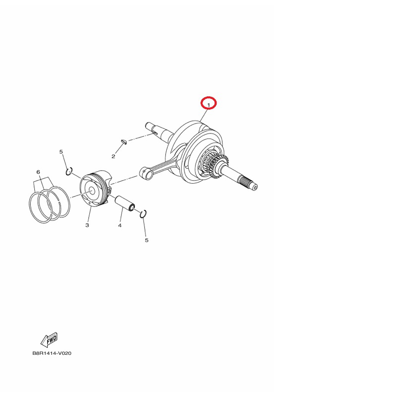 YAMAHA 原廠 FORCE 2.0 AUGUR 曲軸總成 料號：BFV-E1400-10
